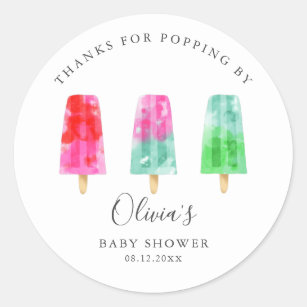 Sticker Rond Baby shower moderne Popsicle