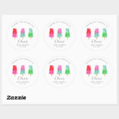 Sticker Rond Baby shower moderne Popsicle (Feuille)