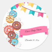 Sticker Rond Baby shower moderne pour bébés Donut arroser (Devant)