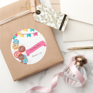 Sticker Rond Baby shower moderne pour bébés Donut arroser