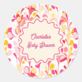 Sticker Rond Baby shower moderne Rétro Abstrait rose Vide (Devant)