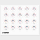 Sticker Rond Baby shower moderne rose et bleu arc en ciel (Feuille)