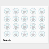Sticker Rond Baby shower moderne Sky Blue et Grey Elephant Boy (Feuille)