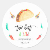 Sticker Rond Baby shower moderne Taco Bout A Baby Fiesta (Devant)