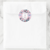 Sticker Rond Baby shower moderne tropical pastel rose bleu (Sac)