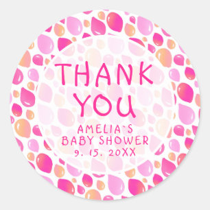 Sticker Rond Baby shower Motif de bimbo rose Balloon