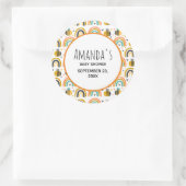 Sticker Rond Baby shower Motif de mignet Bumble Bee et Rainbows (Sac)