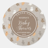 Sticker Rond Baby shower Motif de mignet ours (Devant)