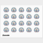 Sticker Rond Baby shower Nautical Teddy Bear Beach Boy (Feuille)