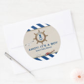 Sticker Rond Baby shower nautique (Enveloppe)