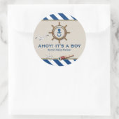 Sticker Rond Baby shower nautique (Sac)