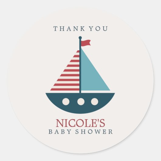 Sticker Rond Baby shower nautique (Devant)