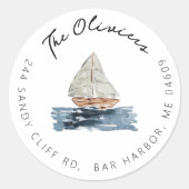 Sticker Rond Baby shower nautique Adresse de retour Label (Devant)