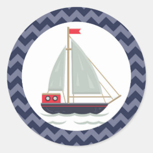 Sticker Rond Baby shower nautique Bateau à voile