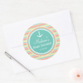 Sticker Rond Baby shower Nautique, Bright Rainbow Stripes (Enveloppe)