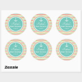 Sticker Rond Baby shower Nautique, Bright Rainbow Stripes (Feuille)
