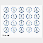 Sticker Rond Baby shower nautique du phare d'aquarelle (Feuille)