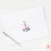 Sticker Rond Baby shower nautique rose classique (Enveloppe)