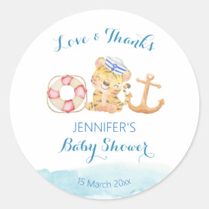 Sticker Rond Baby shower nautique voile marin voile voile nauti