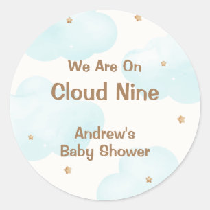 Sticker Rond Baby shower Neutre Étoiles Neuf Étoiles Neuf Étoil