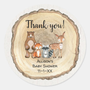 Sticker Rond baby shower neutre pour les animaux rustiques des 