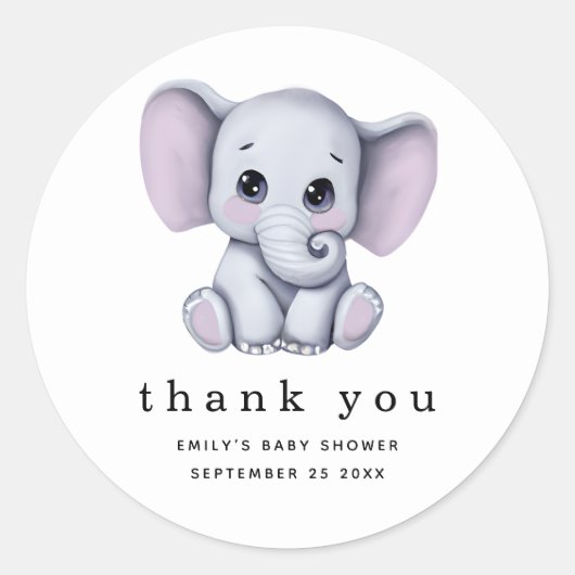 Sticker Rond Baby shower neutre pour les femmes éléphantes Merc (Devant)