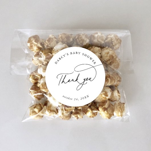 Sticker Rond Baby shower noir blanc moderne