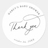 Sticker Rond Baby shower noir blanc moderne (Devant)