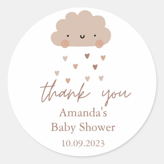 Sticker Rond Baby shower nuage de pluie Boho mûre (Devant)