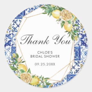 Sticker Rond Baby shower nuptial méditerranéen citron