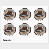 Sticker Rond Baby shower occidental Casquette Cowboy Stetson (Feuille)