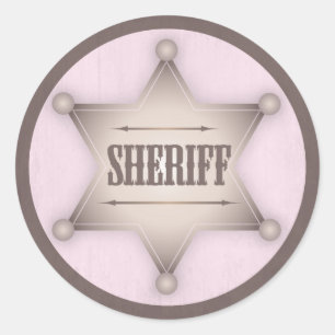 Sticker Rond Baby shower occidental d'insigne de shérif de