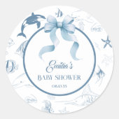 Sticker Rond Baby shower Ocean Watercolor Bubbles (Devant)