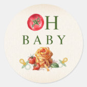 Sticker Rond Baby shower Oh Baby Pasta & Pacifiers (Devant)