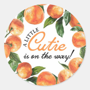Sticker Rond Baby shower orange