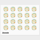Sticker Rond Baby shower orange de Little Cutie (Feuille)