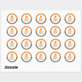 Sticker Rond Baby shower Orange Fox Burlap (Feuille)