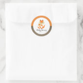 Sticker Rond Baby shower Orange Fox Burlap (Sac)