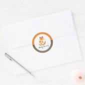 Sticker Rond Baby shower Orange Fox Burlap (Enveloppe)