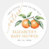 Sticker Rond Baby shower Orange Twins (Devant)