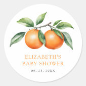Sticker Rond Baby shower Orange Twins (Devant)