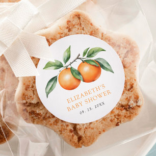 Sticker Rond Baby shower Orange Twins