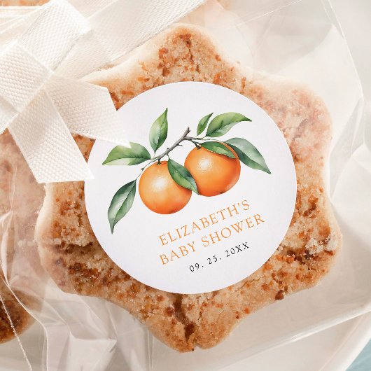 Sticker Rond Baby shower Orange Twins