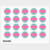 Sticker Rond Baby shower ou anniversaire turquoise rose Quatref (Feuille)