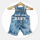 Sticker Rond Baby shower Ouest Blue Jean Boy (Devant)