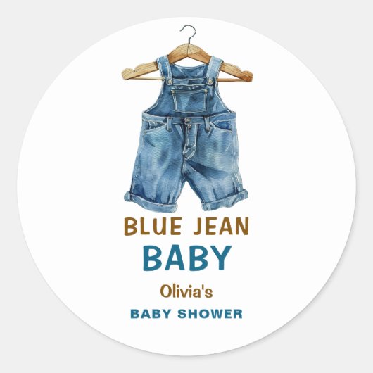 Sticker Rond Baby shower Ouest Blue Jean Boy (Devant)