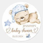 Sticker Rond Baby shower ours bébé en peluche (Devant)