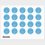 Sticker Rond Baby shower Ours Bleu Teddy Excité (Feuille)