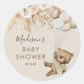 Sticker Rond Baby shower Ours Boho Pampas Grass Classic Round S (Devant)