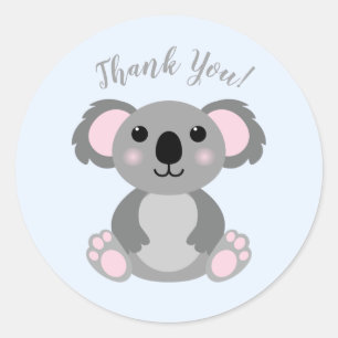 Sticker Rond Baby shower Ours de Koala bleu